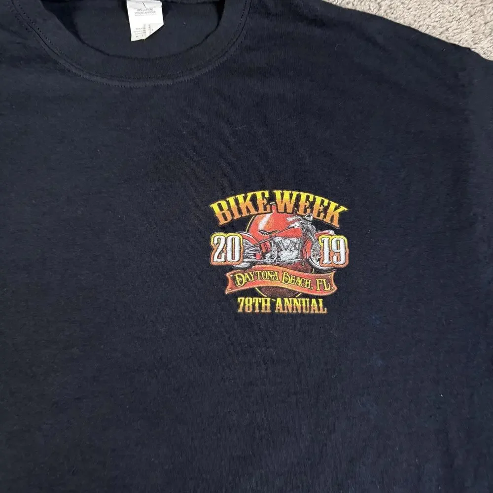 Bike Week Shirt Mens XL Black Daytona Beach 2019 Graphic Crew Neck Cotton - Picture 10 of 12